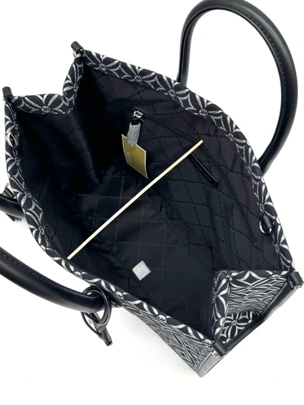 Michael Kors Medium Mirella Tote Bag & Large Trifold Wallet - Black /Silver